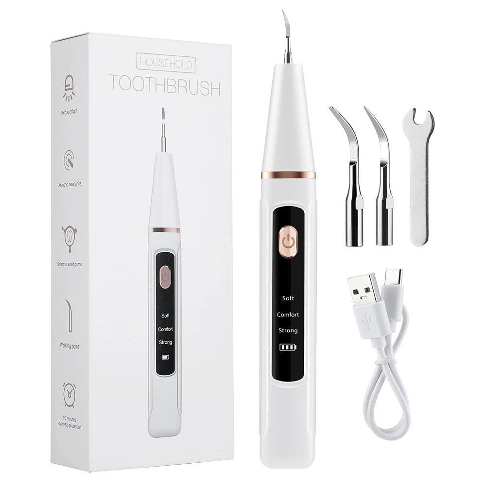 ProHome™ Ultrasonic Tooth Cleaner: Electric Plaque & Tartar Remover with LED Light