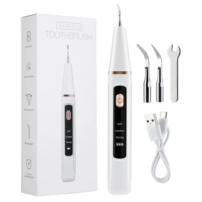 ProHome™ Ultrasonic Tooth Cleaner: Electric Plaque & Tartar Remover with LED Light