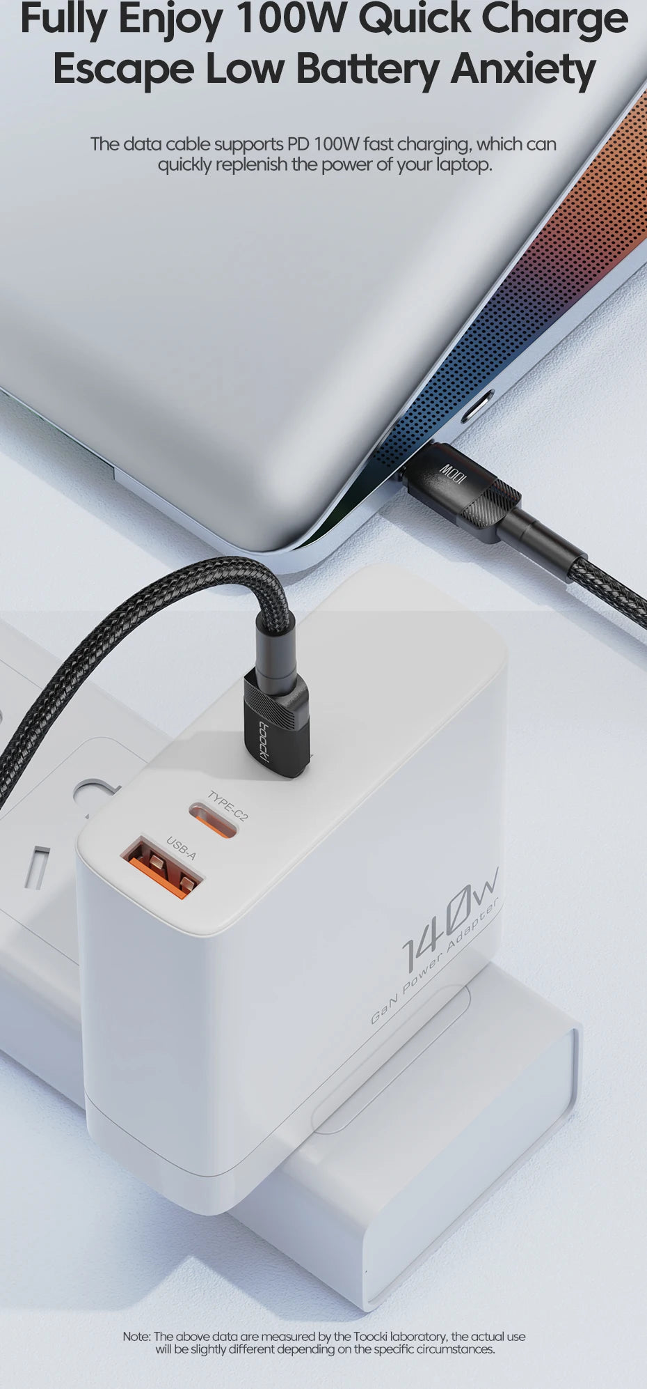 Toocki 100W USB-C to USB-C Fast Charging Cable | PD 3.0 & QC 4.0