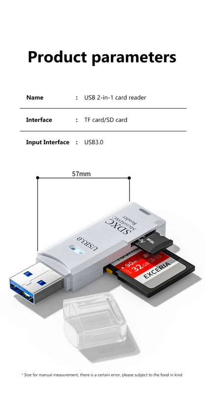 2-in-1 USB 3.0 SD & Micro SD Card Reader | High-Speed Data Transfer