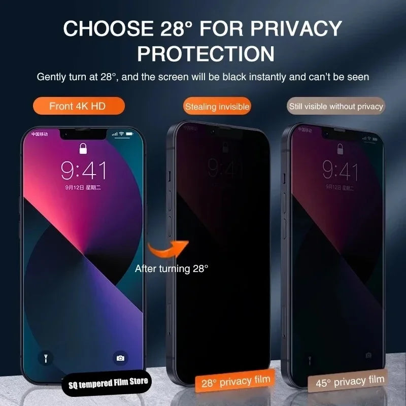 4-Pack Privacy Screen Protector for iPhone | Anti-Spy Tempered Glass