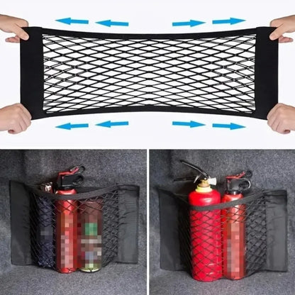 Universal Car Mesh Storage Net | Elastic Trunk & Seat Back Organizer