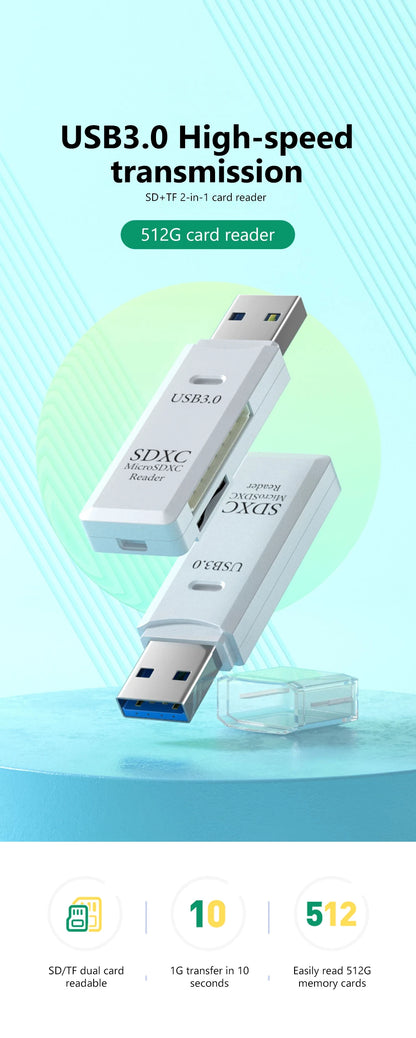2-in-1 USB 3.0 SD & Micro SD Card Reader | High-Speed Data Transfer