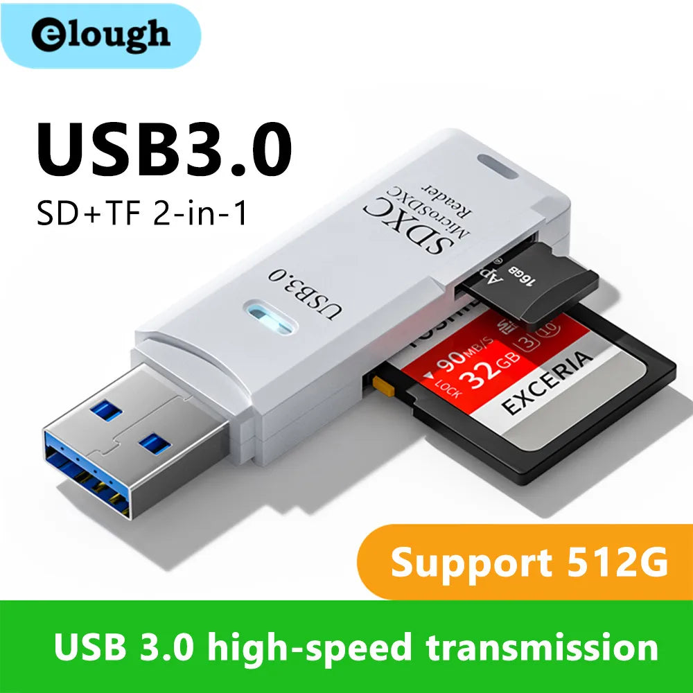 2-in-1 USB 3.0 SD & Micro SD Card Reader | High-Speed Data Transfer